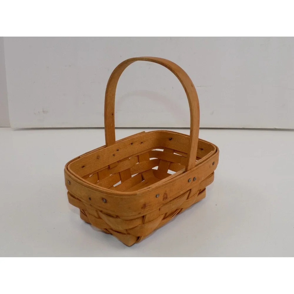 Parsley Booking Basket Woven Small Rectangle w/ Handle 1999 Longaberger Vintage